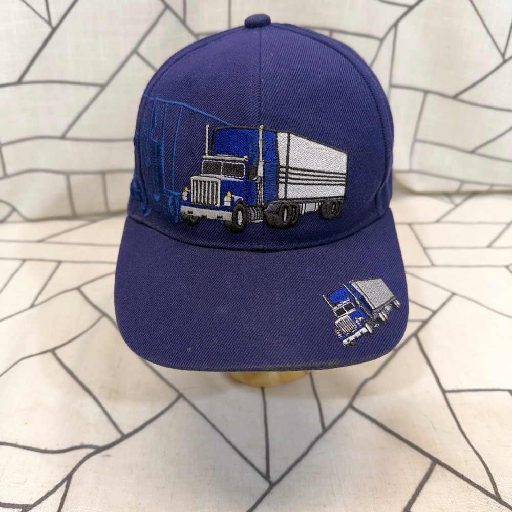 Unbranded Trucker Hat OS Navy Blue Semi Truck Embroidery Adjustable Baseball Cap